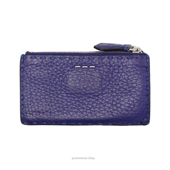 🔴 Fendi Selleria Zip Card Holder Wallet - Blue - Picture 1 of 7